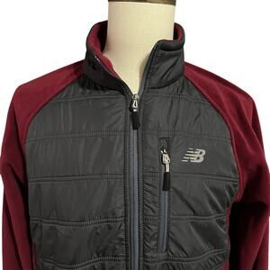 New Balance | Men's Red Gray Zip Pockets Full Zip Fleece Jacket Sz S